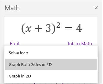 Graph options in the Math pane
