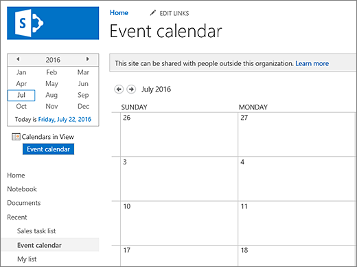 Example of a calendar list app.