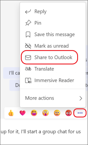 Share chat to Outook