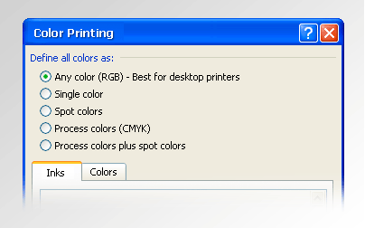 Color Printing dialg box