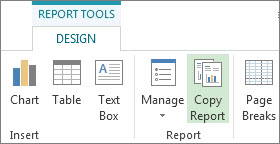 Copy Report button on the Report Tools Design tab