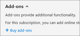 Buy add-ons link on the Subscriptions page of the Office 365 admin center.