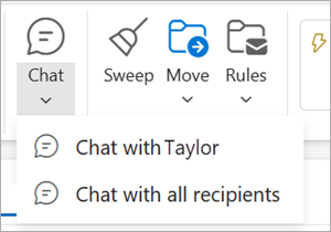 Chat around email ribbon item select for drop-down menu
