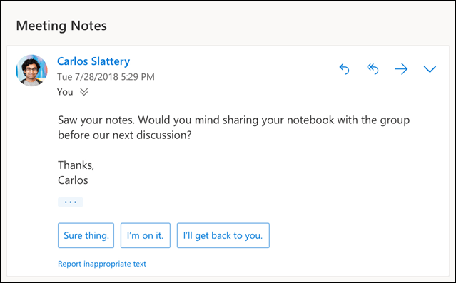 Email with suggested responses