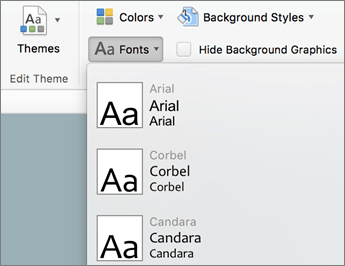 powerpoint for mac cannot change theme fonts
