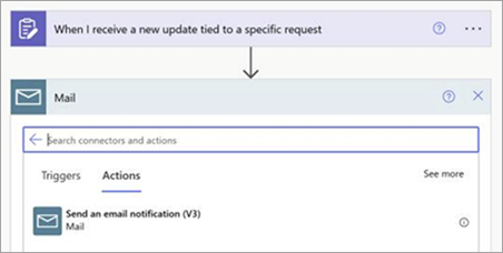Add an action to send an email notification for received updates