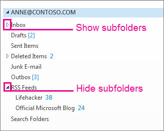 Show and hide subfolders