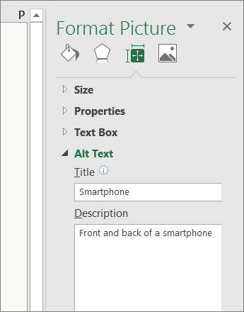 Screenshot of the Alt Text area of the Format Picture pane describing the selected image