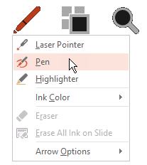 Click the Pen button, and then choose Pen from the pop-up menu.
