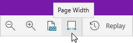 Shows zoom options with the Page Width option selected