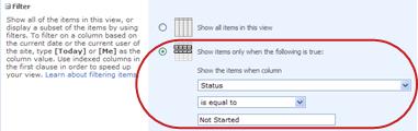 In the Filter section of the task pane, set these boxes to the values in the step.