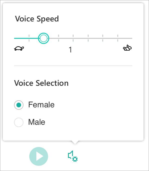 Immersive reader voice speed and gender
