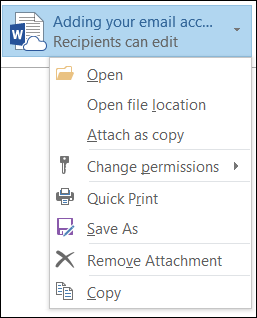 Choose permissions for an attachment