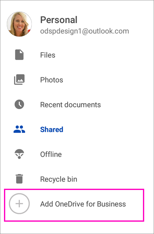 android microsoft word app switch a onedrive account