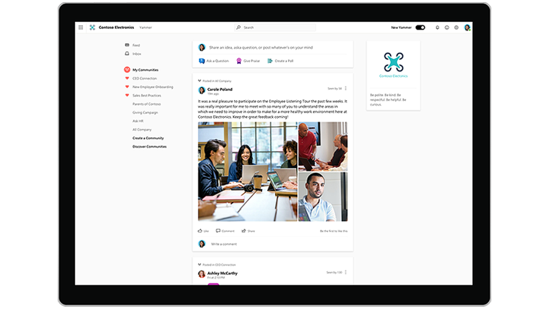 Yammer home page