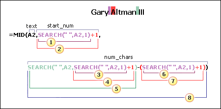 Formula for separating first name, last name, and title