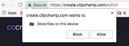 Close up image of allowing access in Chrome