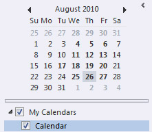 Date Navigator in the Calendar Navigation Pane