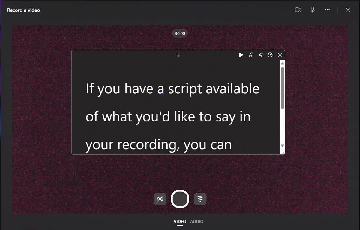 Add text into the teleprompter window, adjust font size and scroll speed