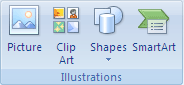 The Illustrations group on the Insert tab