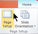 On the Design tab of the Ribbon, select Page Setup.