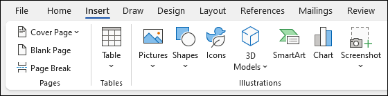 Insert items in Word