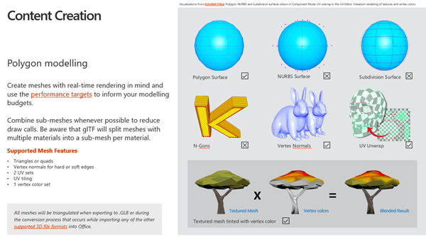 Screenshot from the Content Creation section of the 3D Content Guidelines