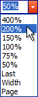 Zooming in or out of a drawing by using the Zoom box