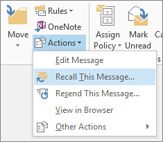 what happens when you recall an email in outlook