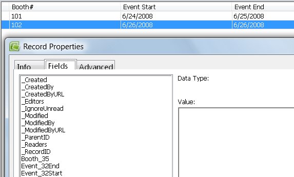 View field names in Record Properties