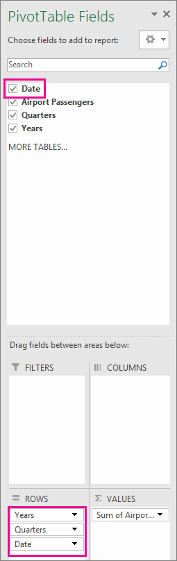 PivotTable Fields List after time grouping