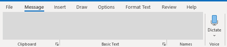 Screenshot of Outlook Dictation.