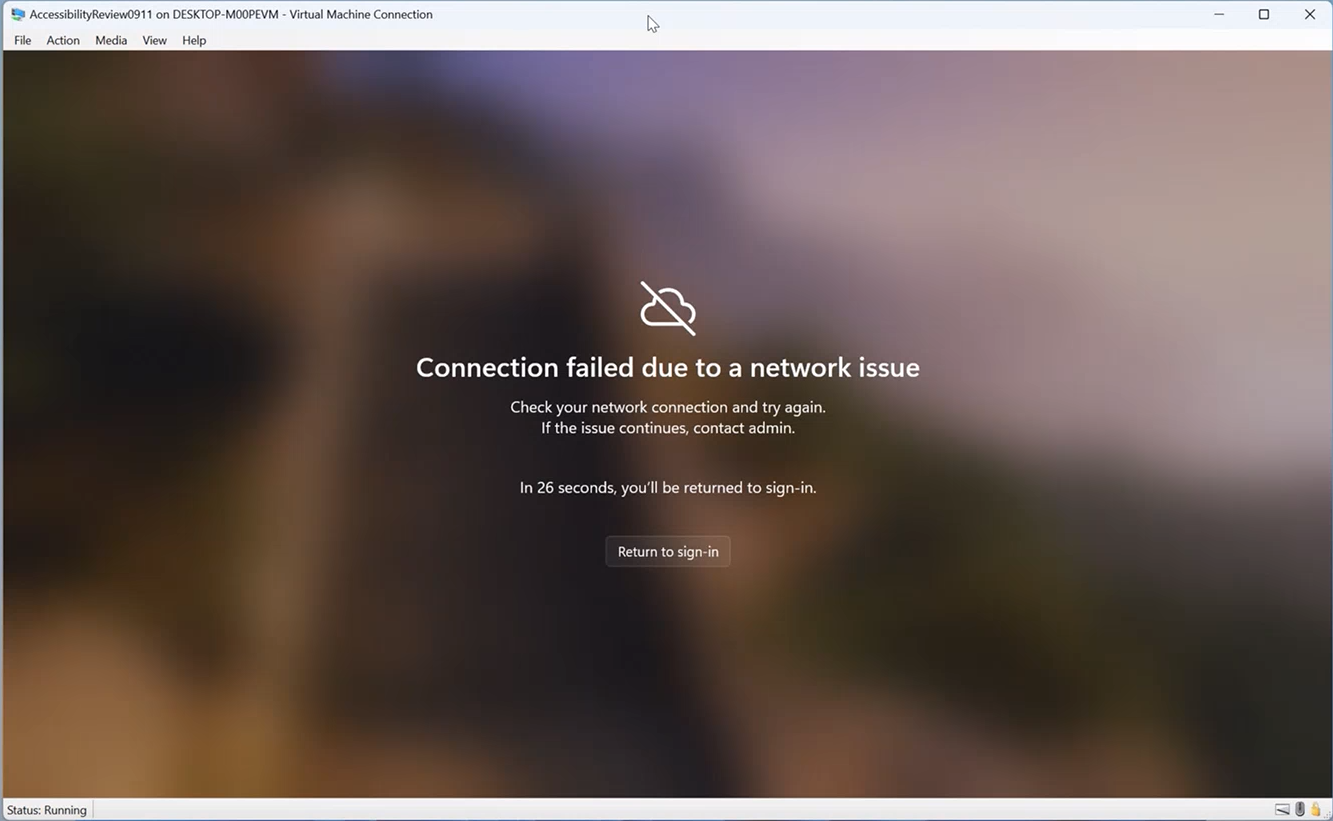 Connection failed due to network error.
