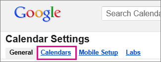 google calendar - click Calendars