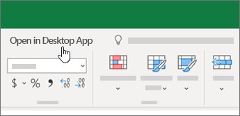 Open in Desktop App at the top of Excel workbook
