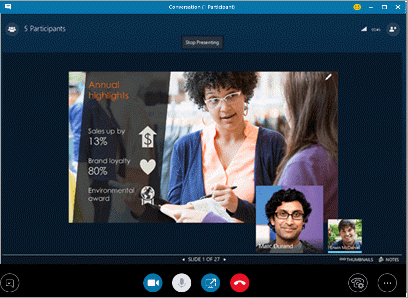 Skype for Business meeting window