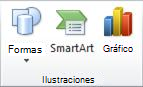 Grupo Ilustración de la pestaña Insertar en PowerPoint 2010.