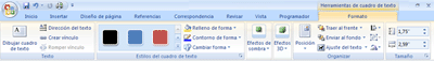 Herramientas de cuadro de texto, ficha Formato