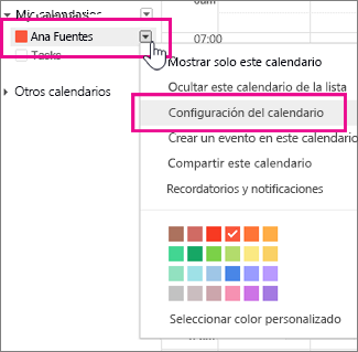 configuración del calendario de google