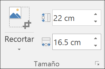 Captura de pantalla en la que se muestran los valores de altura y ancho