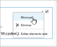 Haga clic en la flecha abajo de configuración y, a continuación, haga clic en Minimizar