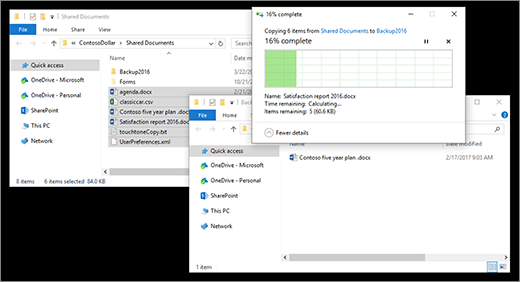 copiar archivos entre dos ventanas del Explorador de archivos