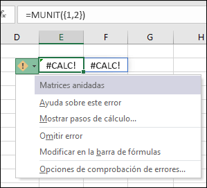 #CALC de matriz anidada. error