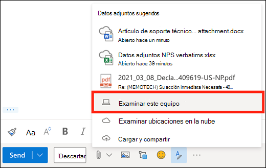 Tamano relativo Sumamente elegante abolir Adjuntar archivos en Outlook - Soporte técnico de Microsoft