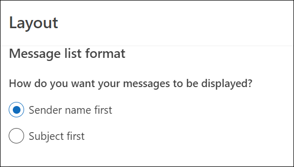 Nuevo formato de lista de mensajes de Outlook