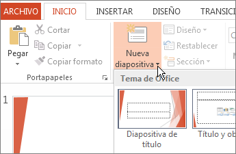 Insertar una nueva diapositiva