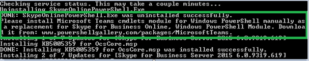 Captura de pantalla del mensaje durante la actualización de PowerShellGet.