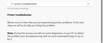 El solucionador de problemas de impresora en Obtener ayuda.