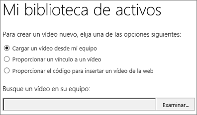 Cuadro de diálogo Crear un vídeo, donde Cargar está resaltado