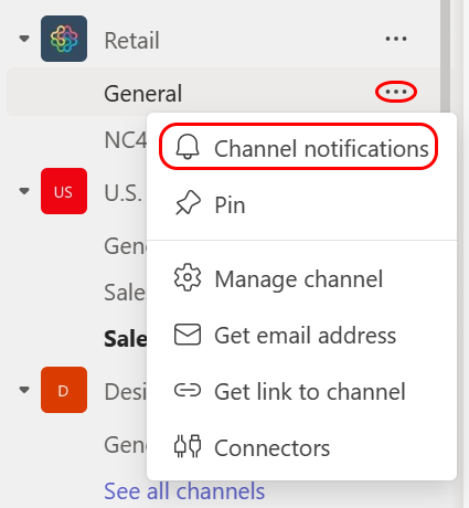 Un usuario se prepara para abrir la configuración de notificaciones del canal